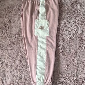 Nike Pink and White Track Pants Joggers